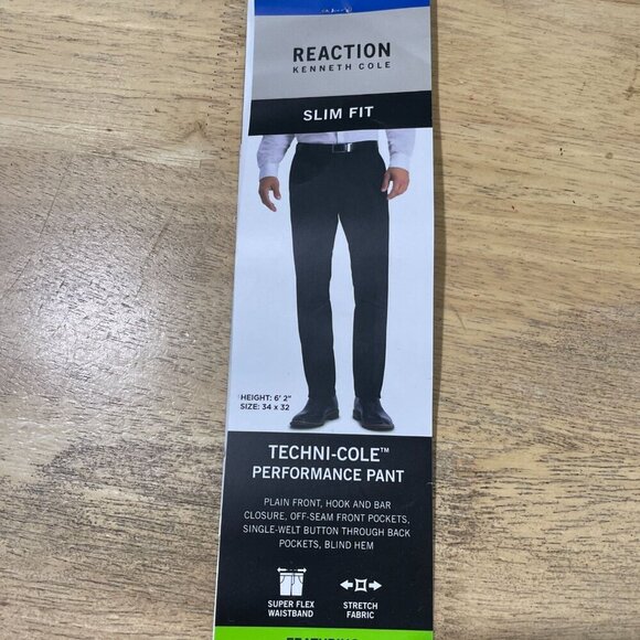 NEW Kenneth Cole Reaction Men's3 6X32 Slim Fit Techni-Cole Performance Black - Picture 4 of 7